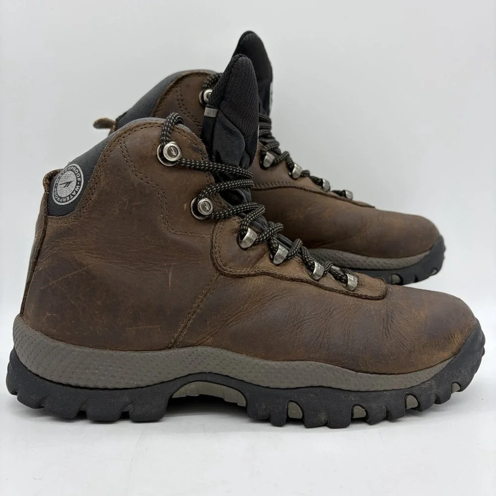 Hi-Tec Womens 9 Boots Altitude Hiking Waterproof Brown Leather Steel Shank